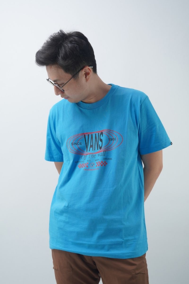 V Blue Vintage Checkerboard T-Shirt