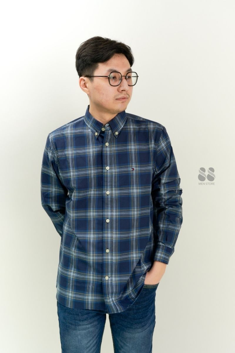 TMMYHLFGRRR Poplin Check Pattern Shirt