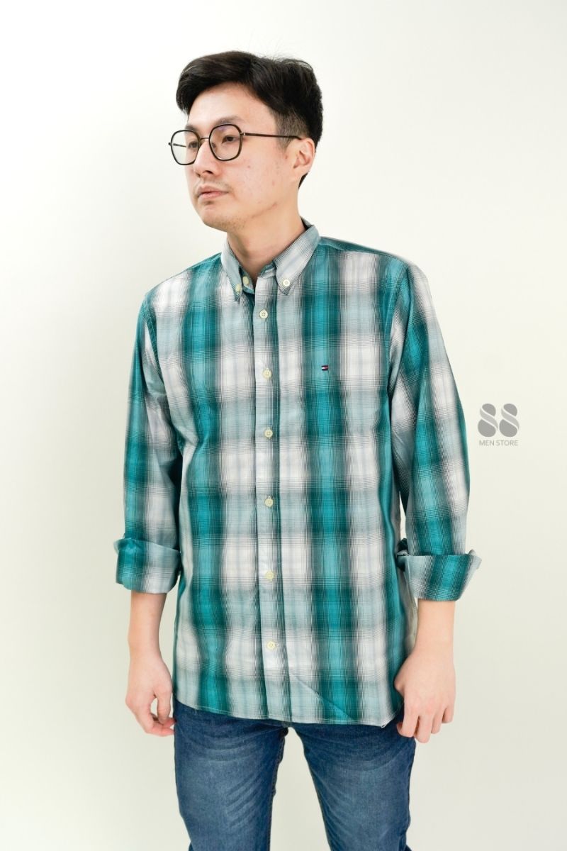 TMMYHLFGRRR Poplin Check Pattern Shirt