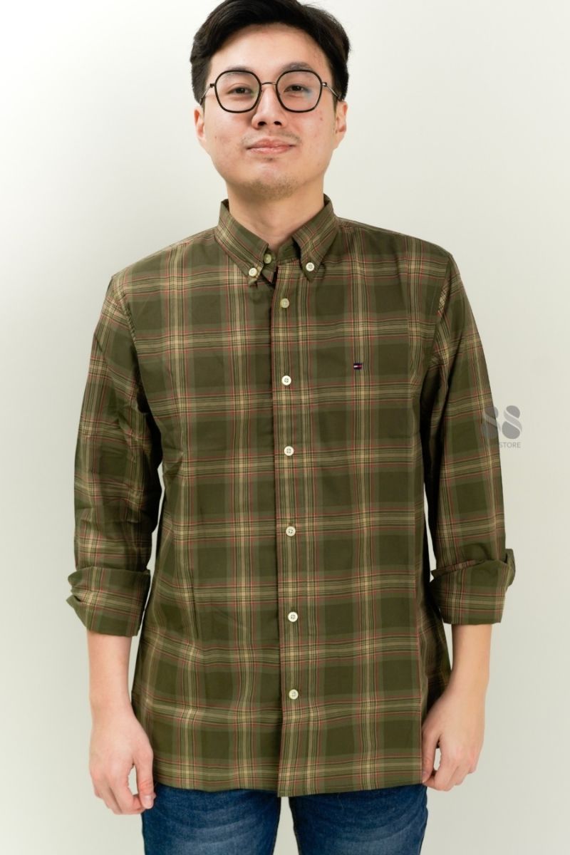 TMMYHLFGRRR Poplin Check Pattern Shirt