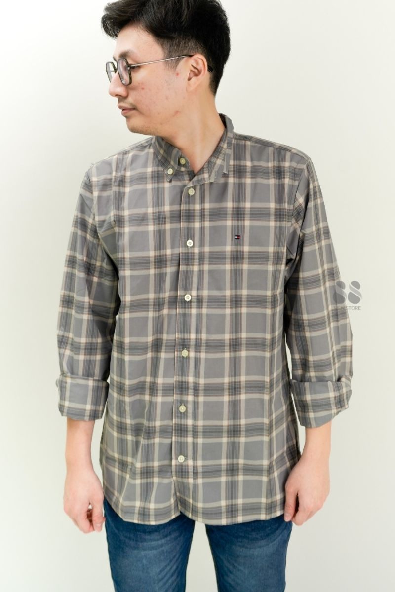 TMMYHLFGRRR Poplin Check Pattern Shirt